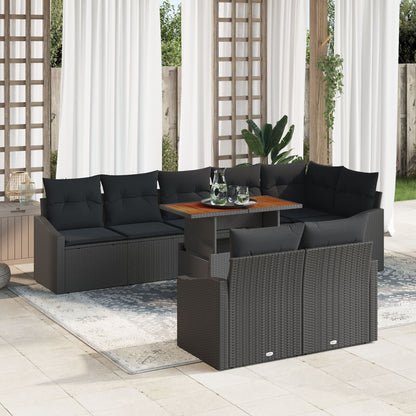 Tuin Sofa Set Set Van 9 Zwart En Bruin Rattan En Hout Tuin Eetset