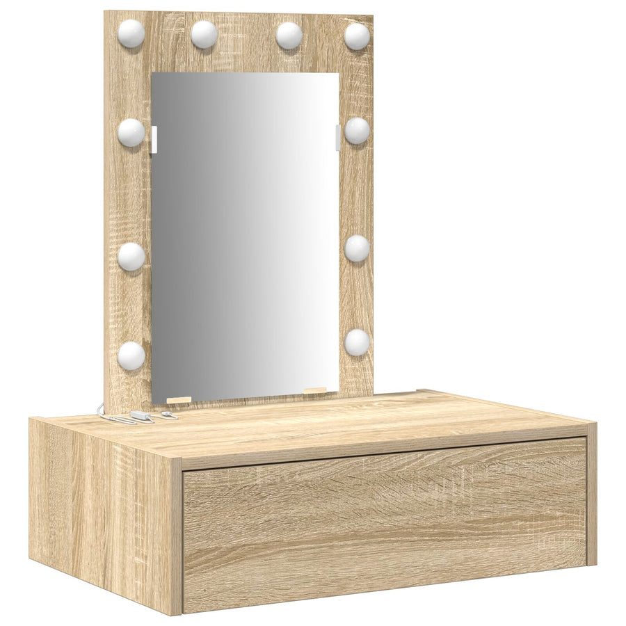 Wandgemonteerde Kaptafel Verlichting 60 x 40 x 70 cm Sonoma eiken met LED