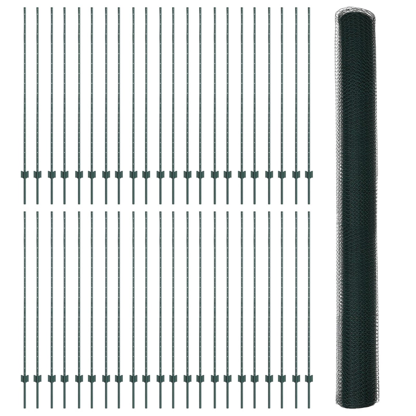 Hekpalen 11 Stuks U-Kanaal Groen 150 Cm Staal,  Hexagonaal Hek Groen 1.5X100 M Staal