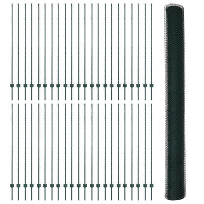 Hekpalen 11 Stuks U-Kanaal Groen 150 Cm Staal,  Hexagonaal Hek Groen 1.5X100 M Staal