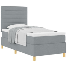 Boxspring Bed Met Matras Lichtgrijs 100X200 Cm Stof Blauw