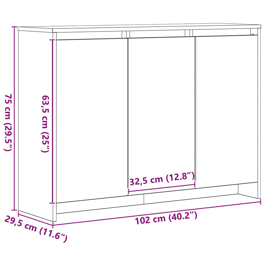 Dressoir Zwart Eiken 102X33X75 Cm Bewerkt Hout