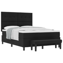 Boxspring Bed Met Matras & Bank Stof Zwart 160 x 200 cm Knoop tufted