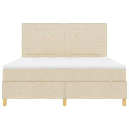 Boxspringbed Met Matras Crème Super King Stof Blauw