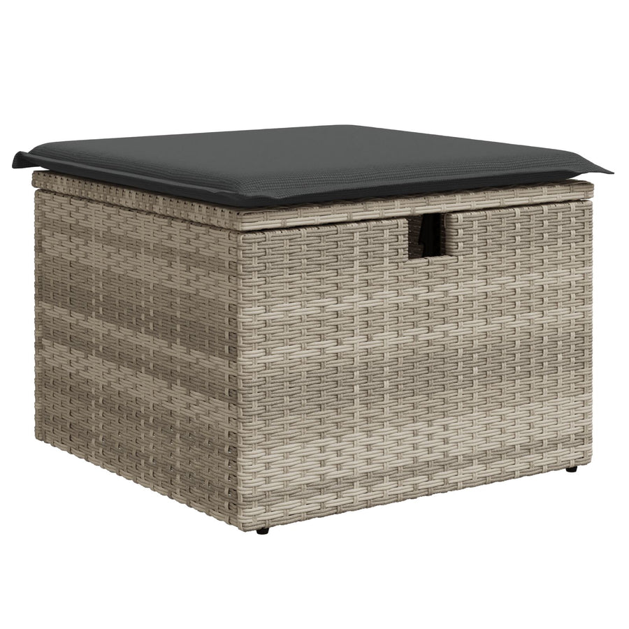8-Delige Tuin Sofa Set Met Kussens Lichtgrijs Poly Rattan Wit