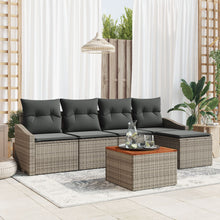 6 Delige Tuinsalon Set Met Kussens Grijs Poly Rattan Acacia