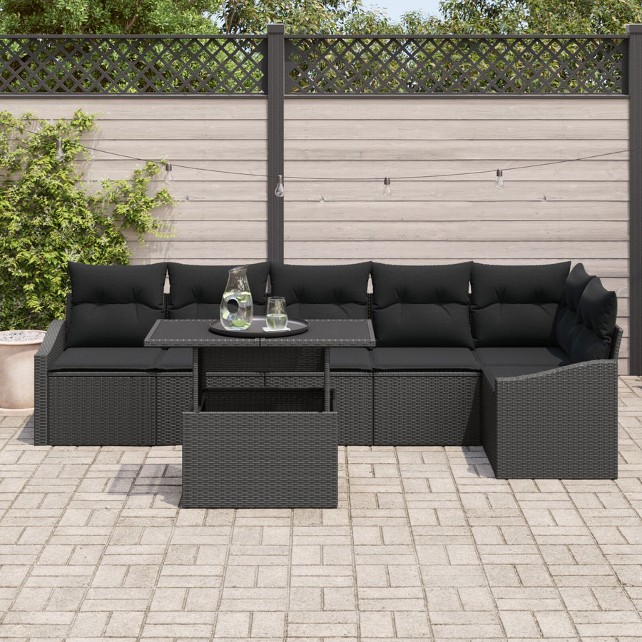 Tuin Sofa Set Set Van 7 Zwart Poly Rattan Tuin Sofa Set