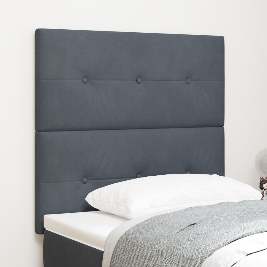 Hoofdbord Met Knopen Tufted Fluweel Donkergrijs 90 cm Hoog hoofdbord