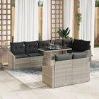 Garden Sofa Set with Cushions and Storage 9 pcs Light Grey