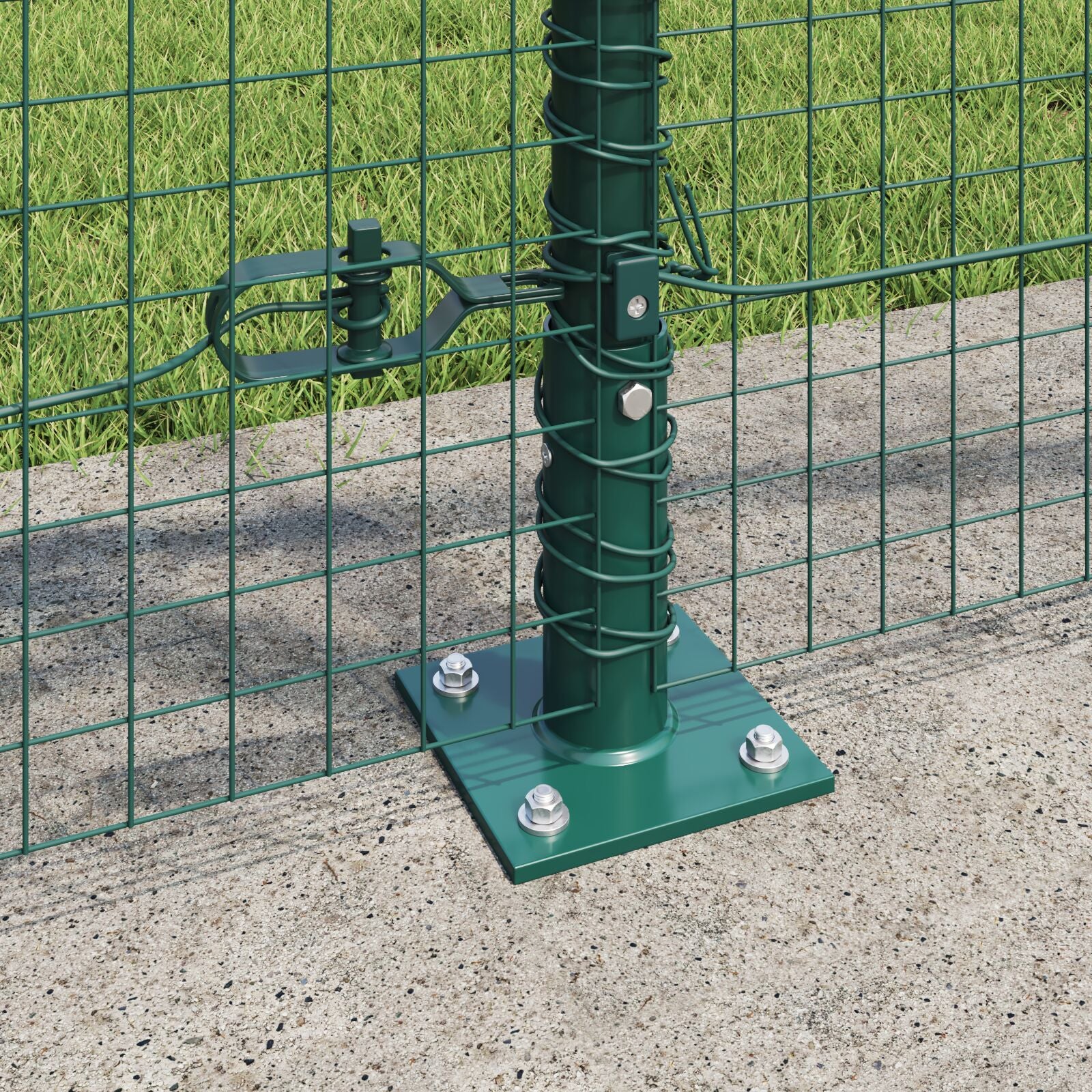 Gelast Draadhek Met 13 Flanged Palen Groen 1X50 M Staal Gegalvaniseerd Staal
