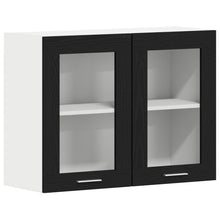 Zwarte Eiken Hangende Glazen Kast 80X31X60 Cm Gemaakt Van Bewerkt Hout