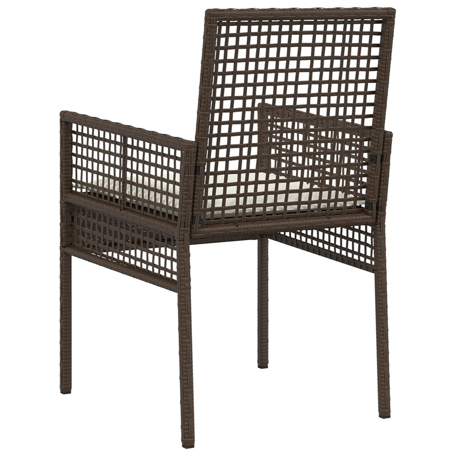 Tuinstoelen 2 Stuks Met Kussens Poly Rattan Bruin en crème