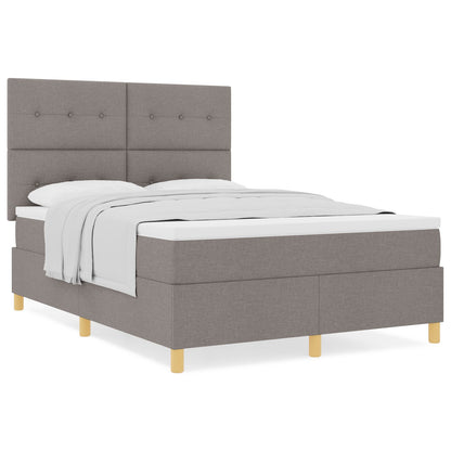 Boxspringbed Met Matras Taupe 160X200 Cm Stof Blauw