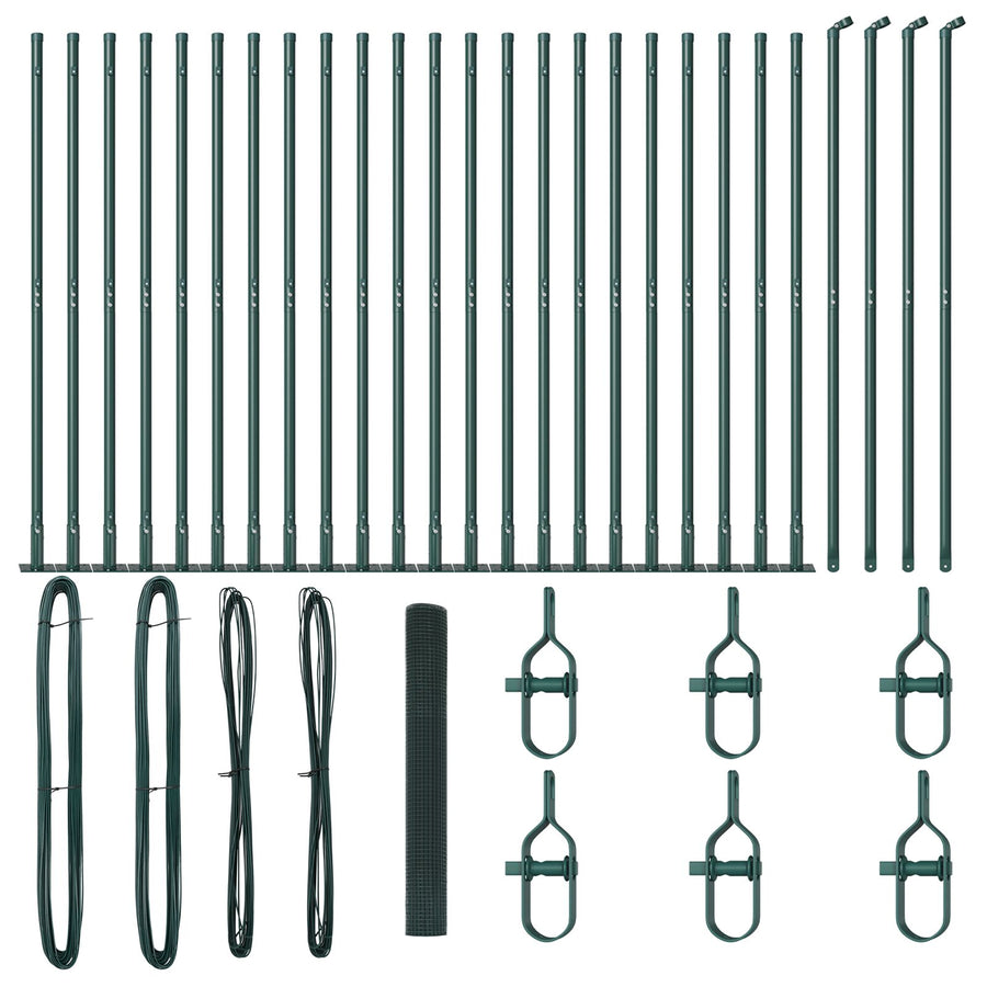 Gelaste Draadhek Met 13 Flanged Palen Groen 1.2X50 M Staal Gegalvaniseerd Staal