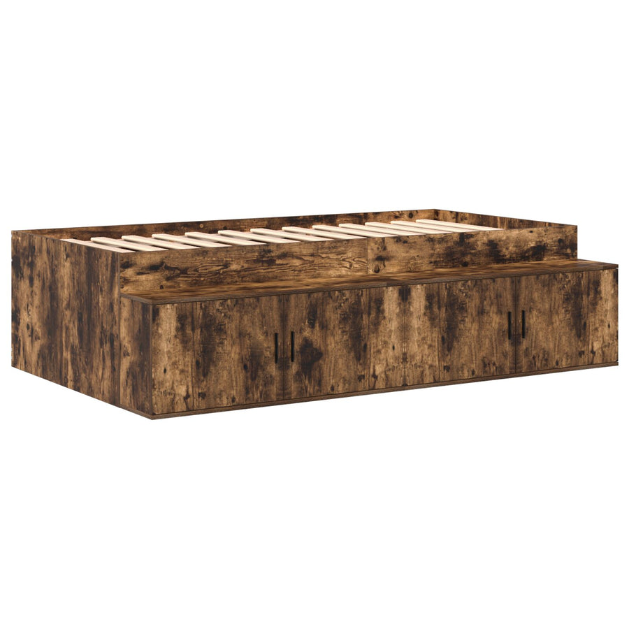 Opslagbed Gerookt Eiken Bewerkt Hout 75 X 190 Cm Opslag Artisanaal Eiken