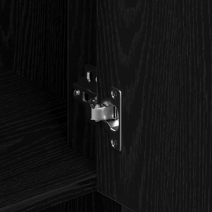 Wandkast 80X33X80 Cm Bewerkt Hout Zwart eiken
