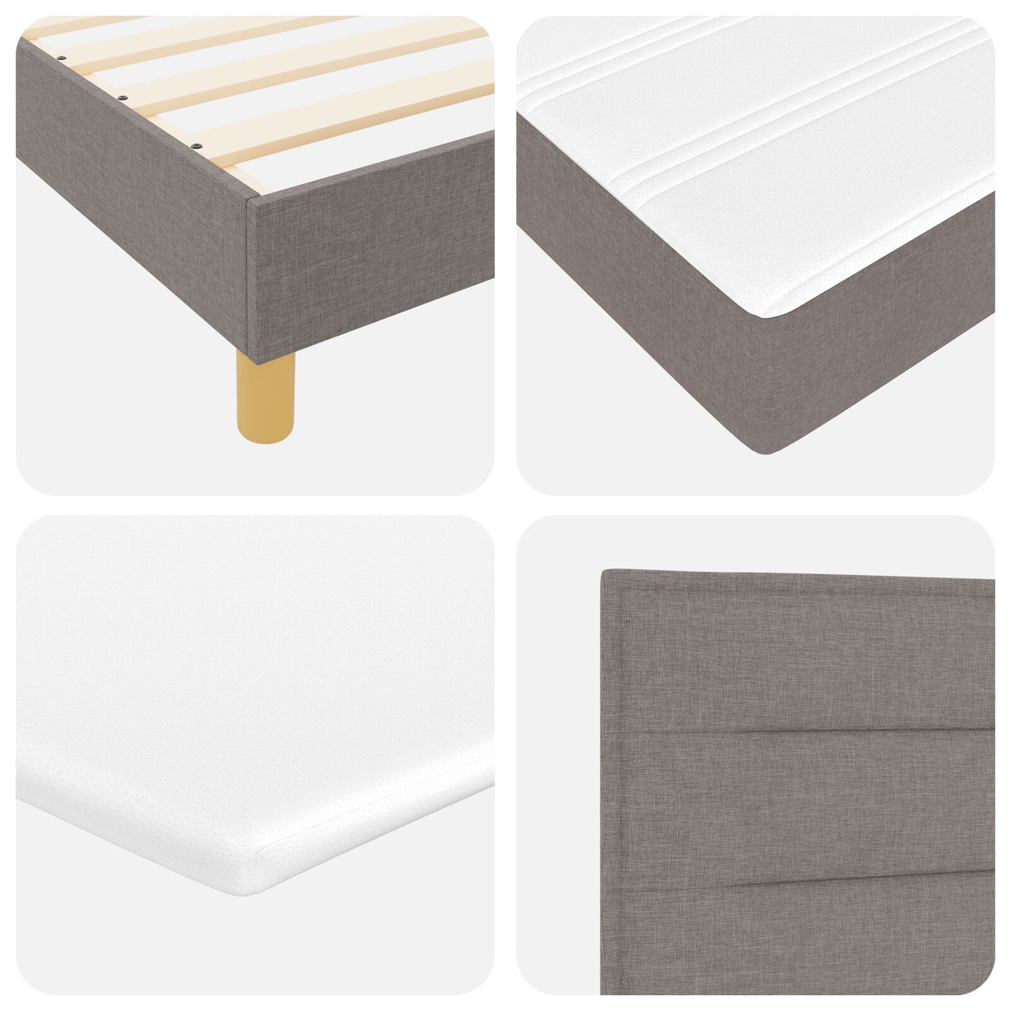 Boxspring Bed Met Matras Stof Taupe 90 x 200 cm Lijnen ontwerp