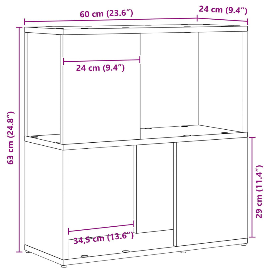 Boekenrek Geëngineerd Hout Zwart eiken 60 x 24 x 63 cm