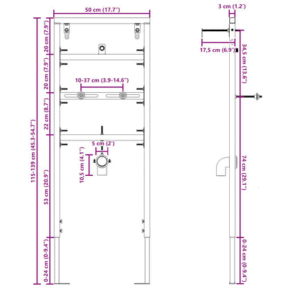 Badkameraccessoire Bevestigingen Blauw Staal 50 X 17,5 X 139 Cm voor urinoirsysteem