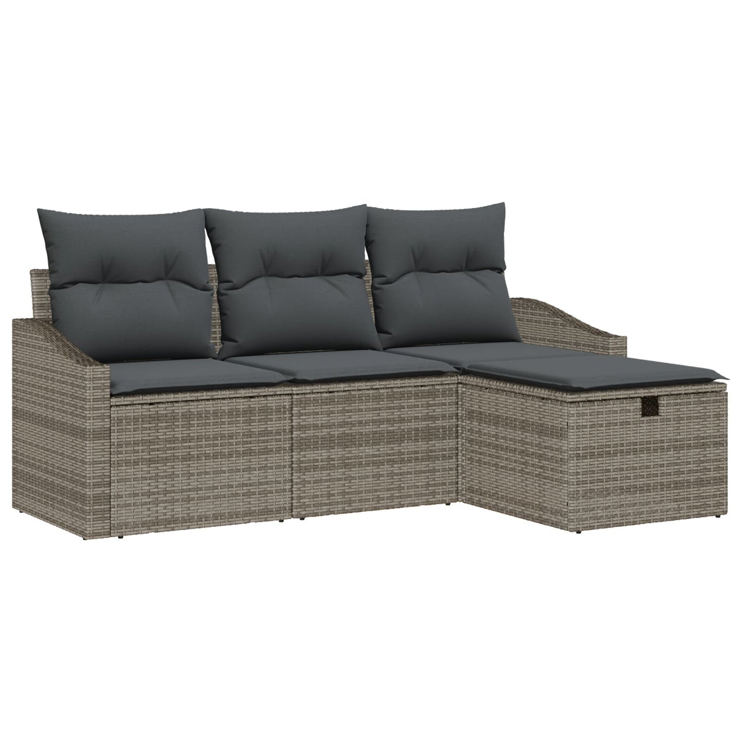 4-Delige Tuinsofa Set Met Kussens Grijs Poly Rattan Wit