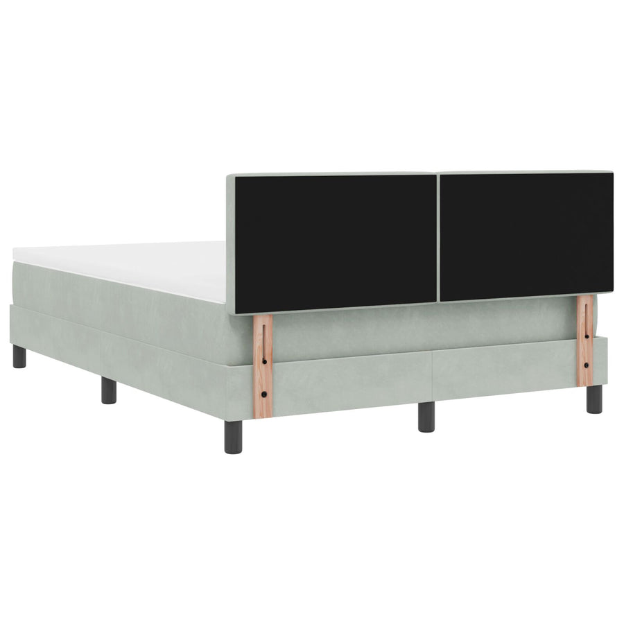 Boxspringbed Met Matras Lichtgrijs 140X190 Cm Fluweel Blauw