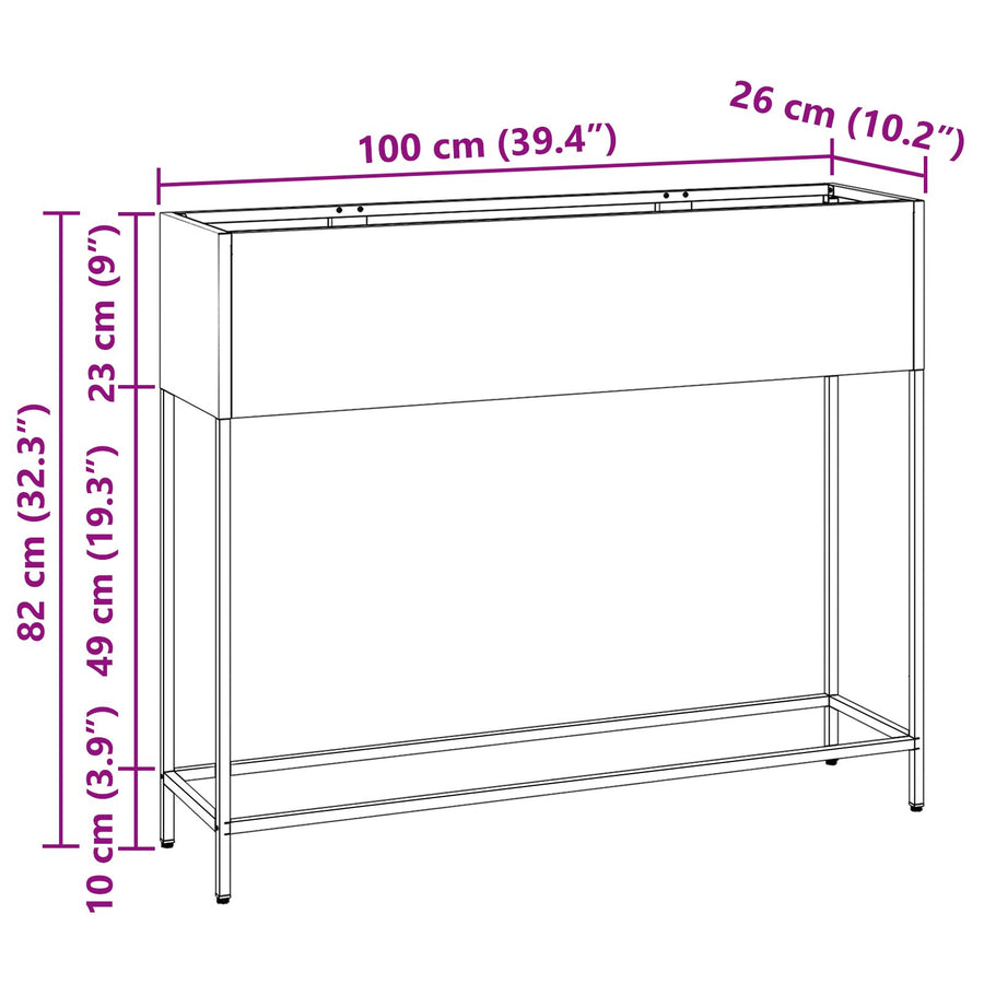 Verhoogde Tuinbak Gegalvaniseerd staal 100 x 26 x 82 cm