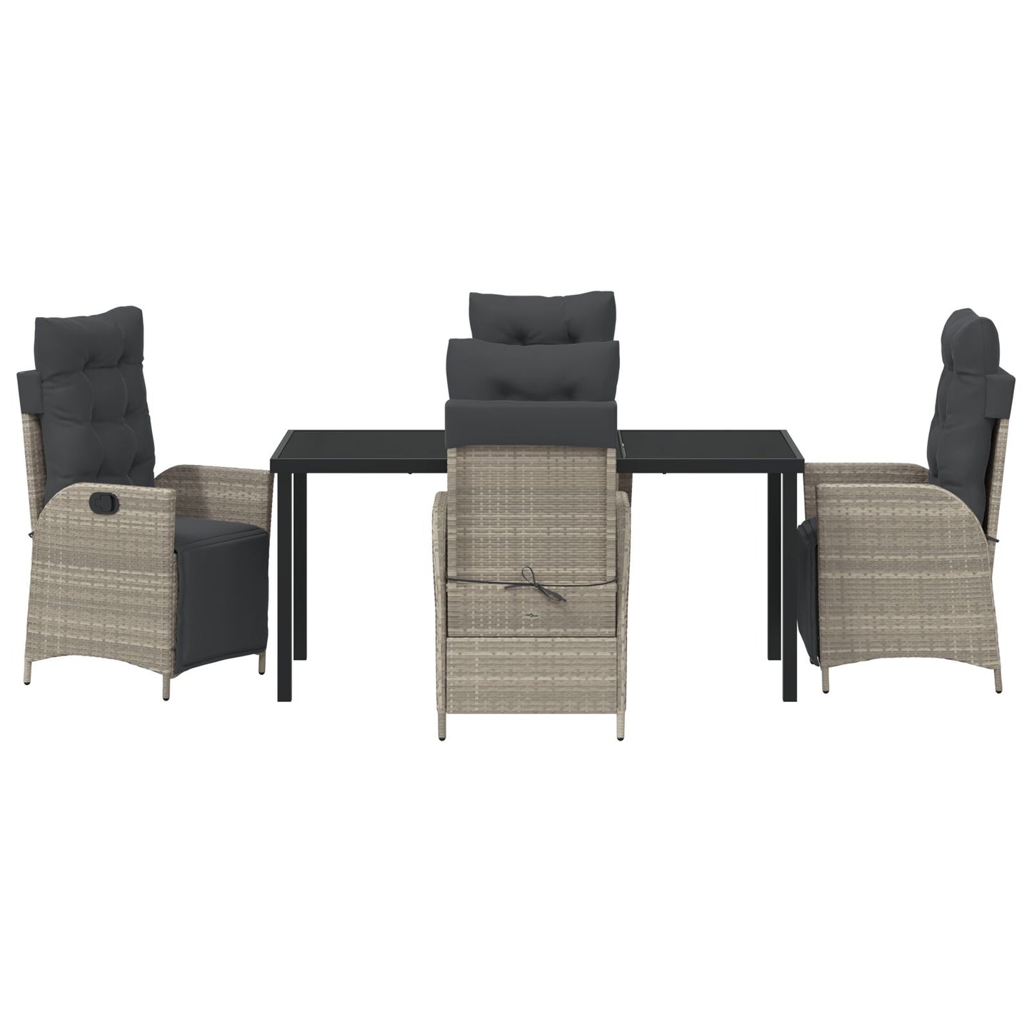 5-Delige Tuin Eetset Lichtgrijs Poly Rattan