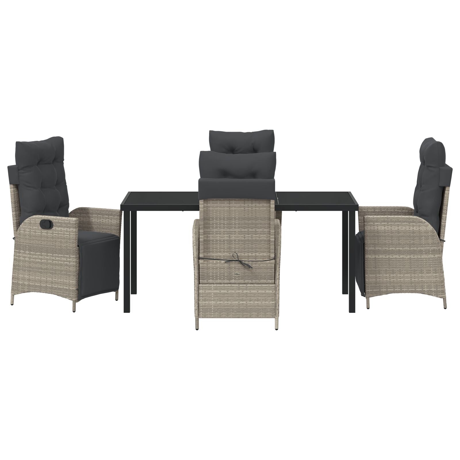 5-Delige Tuin Eetset Lichtgrijs Poly Rattan