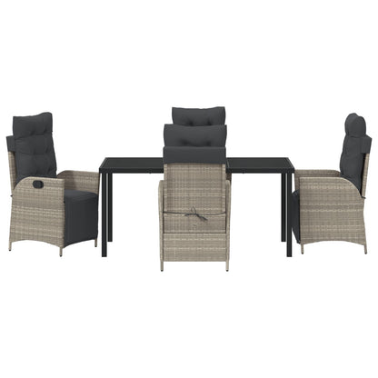 5-Delige Tuin Eetset Lichtgrijs Poly Rattan