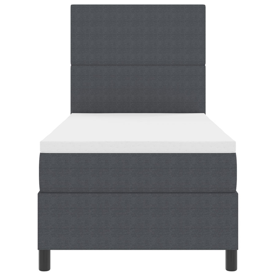 Boxspringbed Met Matras Donkergrijs 80X200 Cm Corduroy Stof