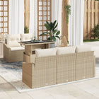 Loungeset poly rattan 6-delig beige 5 personen