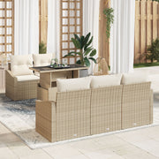 Loungeset poly rattan 6-delig beige 5 personen
