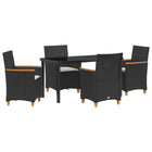 Outdoor dining set 5 pcs Black poly rattan