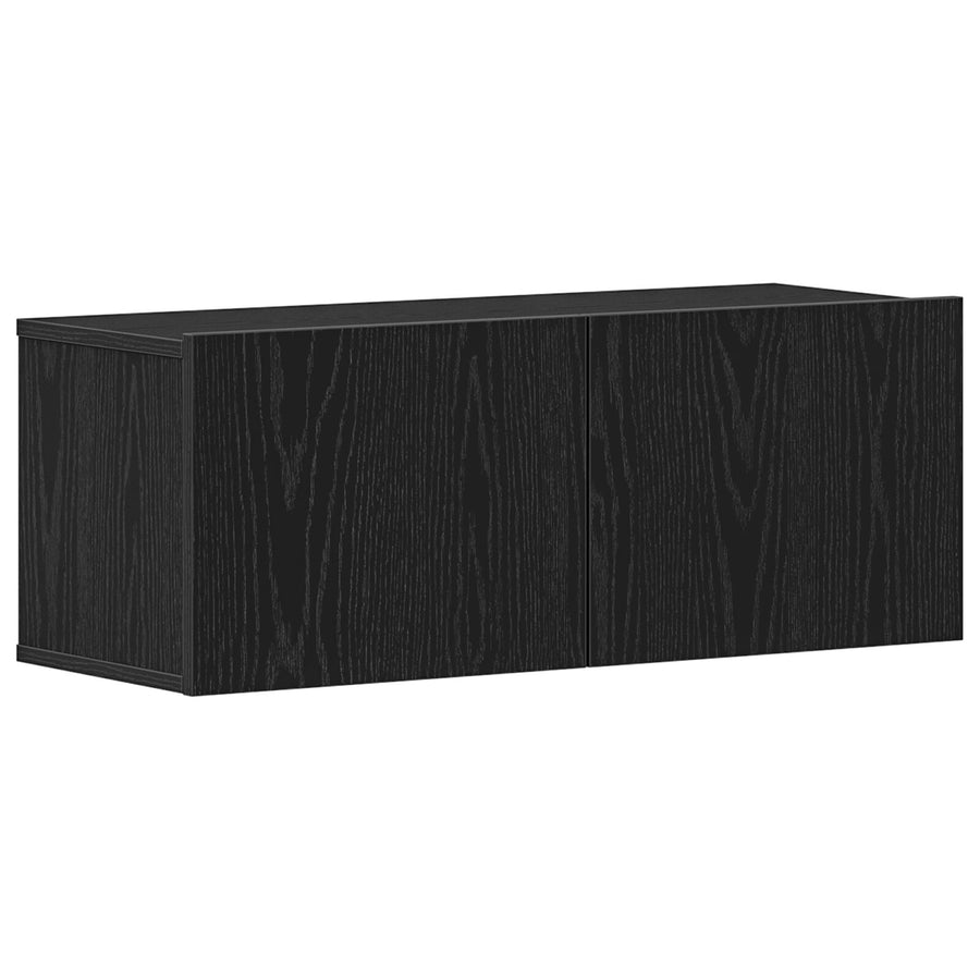 Tv Wandkasten (Set Van 2) - Zwart Eiken, 80X30X30 Cm, Gemaakt Van Bewerkt Hout