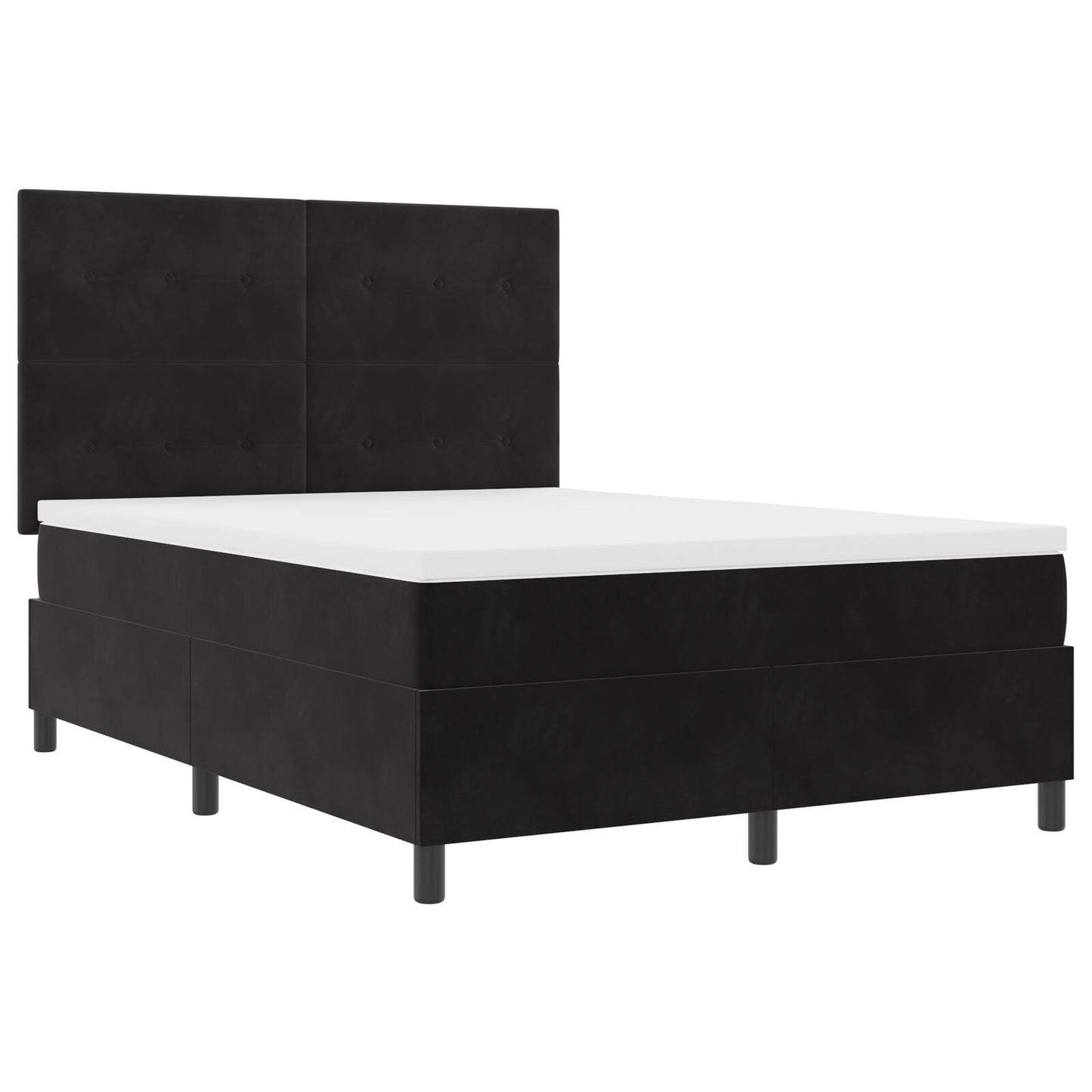 Boxspringbed Met Matras Zwart 140X200 Cm Fluweel Blauw