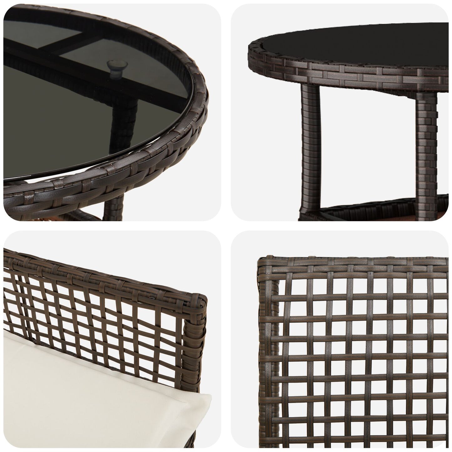 5 Delige Tuin Eetset Bruin Poly Rattan