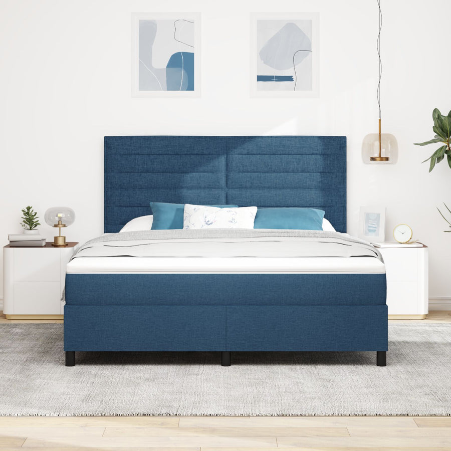 Boxspring Bed Met Matras Blauw Super King Stof Crème