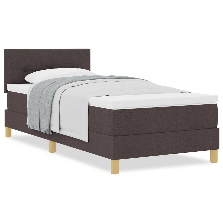 Boxspringbed Met Matras Stof Donkerbruin 100 x 200 cm Knoopgepatenteerd