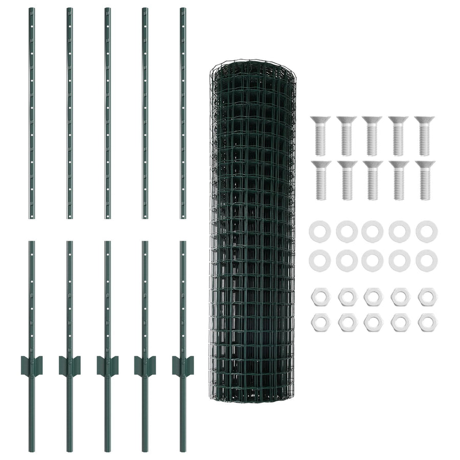 Tuin Omheining Set Set Van 2 Groen Pvc Gecoat Staal 10 X 1 M