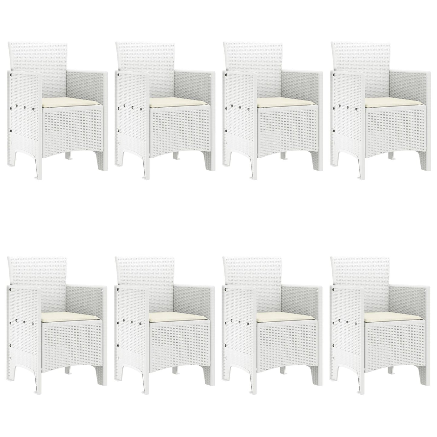 9 Persoons Tuin Eettafel Set Met Kussens Wit Poly Rattan