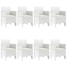9 Persoons Tuin Eettafel Set Met Kussens Wit Poly Rattan