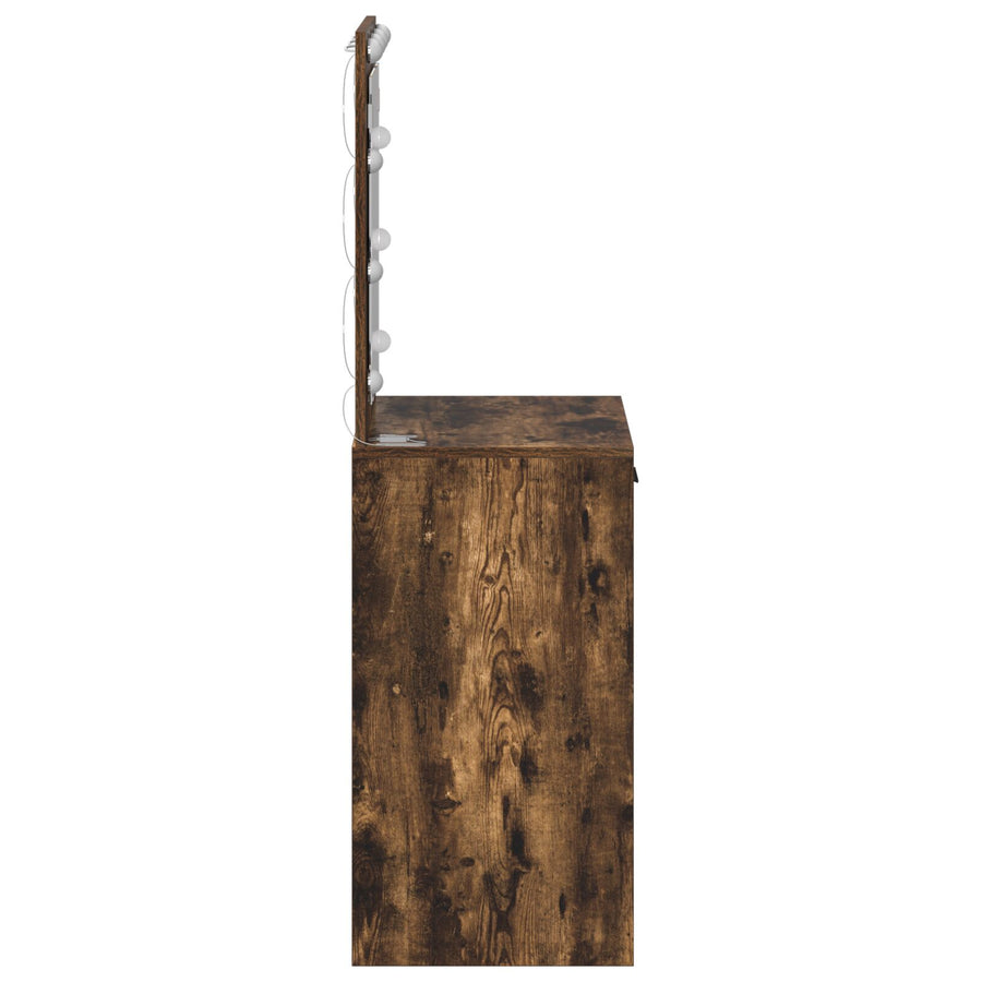Kaptafel Met Led-Verlichting Gerookt Eiken 50 x 41 x 135 cm