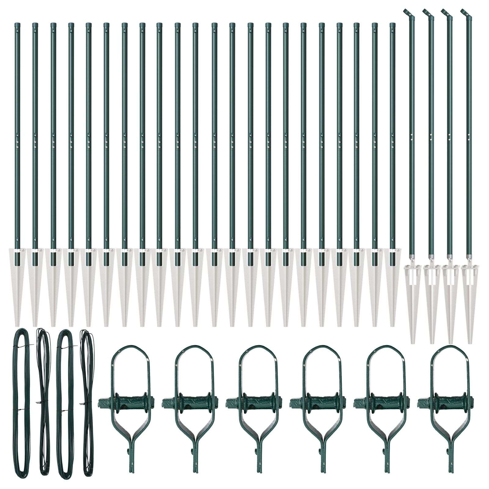 Hekpalen Met Spike 26 Stuks Ø32 Mm Gegalvaniseerd Staal Groen 180 cm 26x spijkerpaal