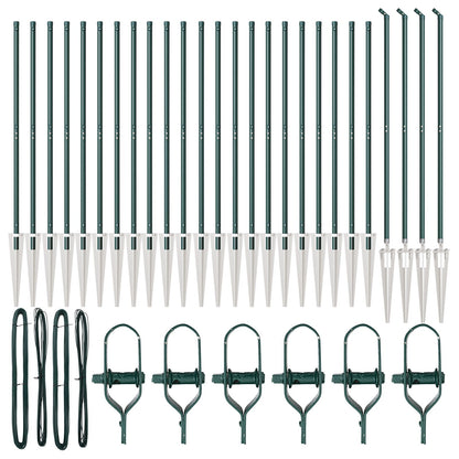 Hekpalen Met Spike 26 Stuks Ø32 Mm Gegalvaniseerd Staal Groen 180 cm 26x spijkerpaal