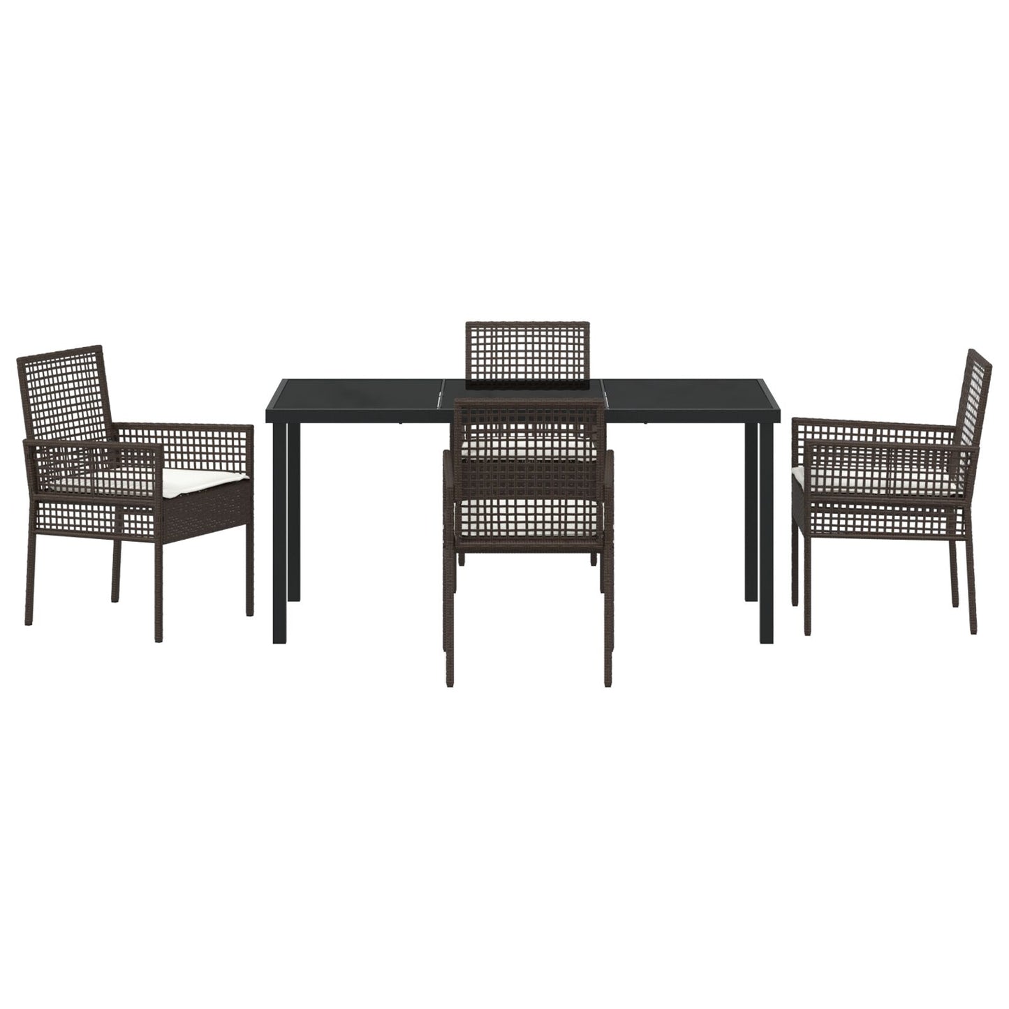 5 Delige Tuin Eetset Met Kussens Bruin Poly Rattan