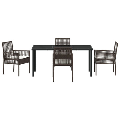 5 Delige Tuin Eetset Met Kussens Bruin Poly Rattan