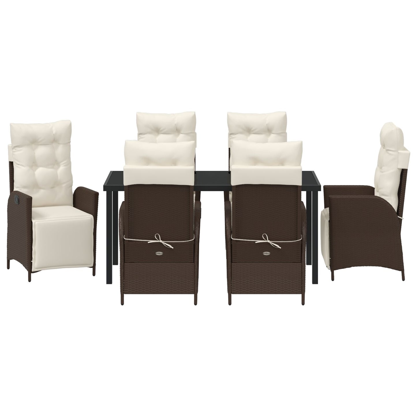 7 Delige Tuin Eet Set Bruin Poly Rattan