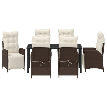 7 Delige Tuin Eet Set Bruin Poly Rattan
