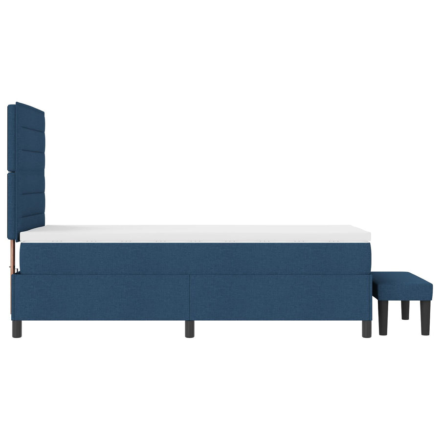 Boxspring Bed Met Matras & Bank Stof Blauw 80 x 200 cm Lijnen ontwerp