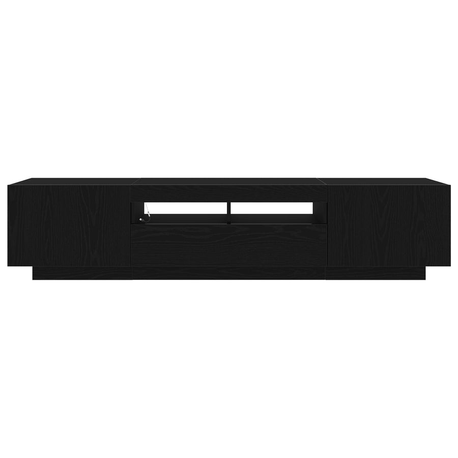 Tv-Kast Met Led-Verlichting - Zwart Eiken - 180X35X40 Cm - Bewerkt Hout